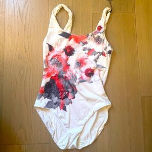 Onia white pink and grey floral one piece